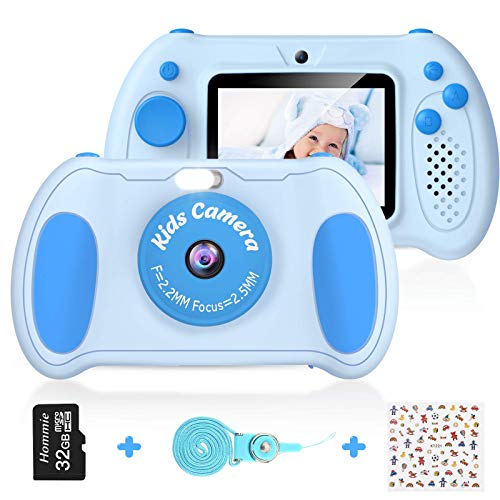 Cámara Digital para Niños, Hommie 32GB Camara Fotos Infantil de Doble Lente 1200MP/ 1080P con Speedlite, 3 Juegos y Reproductor MP3, Cámara para Niños de 2.4" Pantalla, Regalos para 3 a 12 Años