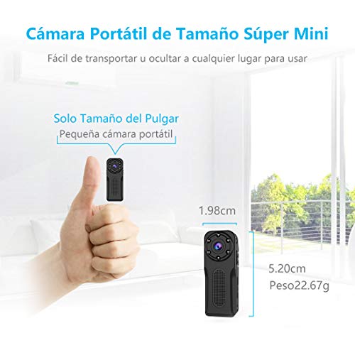 Camara Espia Oculta Sumergible, NIYPS 1080P HD Mini Camaras de Vigilancia Portátil Secreta Compacta con Sensor Movimiento y IR Visión Nocturna, Camara Seguridad Pequeña Exterior/Interior