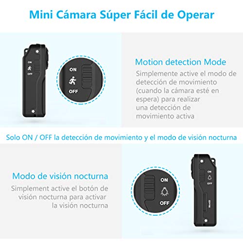 Camara Espia Oculta Sumergible, NIYPS 1080P HD Mini Camaras de Vigilancia Portátil Secreta Compacta con Sensor Movimiento y IR Visión Nocturna, Camara Seguridad Pequeña Exterior/Interior