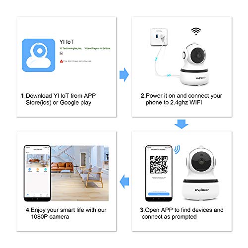 Cámara IP Wifi 1080P CACAG00,Cámara de Vigilancia Interior Inalámbrico 2.4G,almacenamiento en la nube,audio bidireccional,detección de movimiento con alarma,visión nocturna