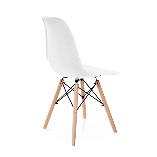 CAMBIA TUS MUEBLES - Pack 4 sillas Comedor salón NÓRDICA, Blanca con Patas en Madera, Estilo nórdico CAMBIA TUS MUEBLES - Pack 4 sillas Comedor salón NÓRDICA, Blanca con Patas en Madera, Estilo nórdico