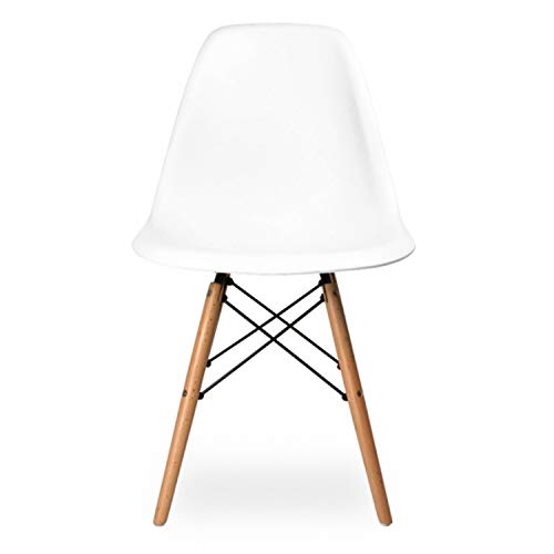CAMBIA TUS MUEBLES - Pack 4 sillas Comedor salón NÓRDICA, Blanca con Patas en Madera, Estilo nórdico CAMBIA TUS MUEBLES - Pack 4 sillas Comedor salón NÓRDICA, Blanca con Patas en Madera, Estilo nórdico