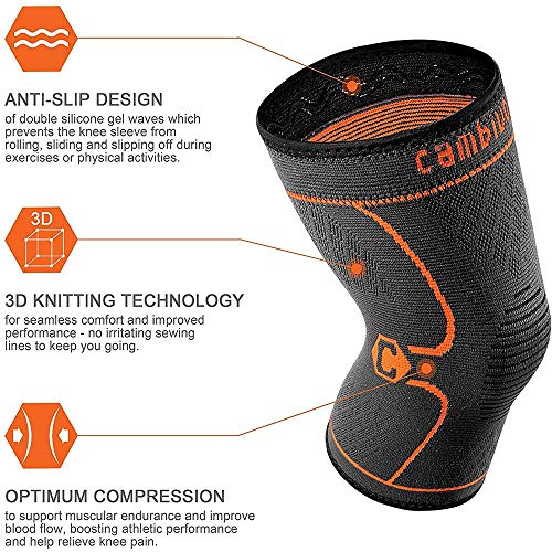 CAMBIVO 2 x Rodilleras Menisco y Ligamento, Rodillera Deportiva para Hombre y Mujer, Rodillera Compresion para Running, Voleibol, Artrosis, Tendinitis