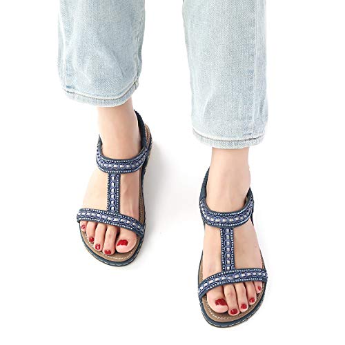 Camfosy Sandalias de Mujer de Fondo Plano Sandalias Flip-Flop Palabra t Los Zapatos de Arena de T Elegante La Corteza por la Noche Piscina de Playa Verde Rojo Blanco