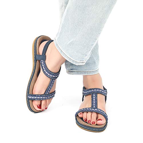 Camfosy Sandalias de Mujer de Fondo Plano Sandalias Flip-Flop Palabra t Los Zapatos de Arena de T Elegante La Corteza por la Noche Piscina de Playa Verde Rojo Blanco