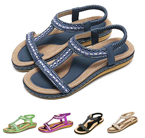 Camfosy Sandalias de Mujer de Fondo Plano Sandalias Flip-Flop Palabra t Los Zapatos de Arena de T Elegante La Corteza por la Noche Piscina de Playa Verde Rojo Blanco