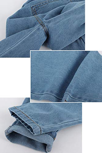 Camilife Bebés Infante Niños Niñas Pantalones de Peto Básicos Algodón Jeans Pantalones con Tirante - Liso Clásico Azul Jeans Talla 100