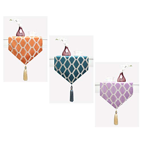 Caminos de Mesa Cocina Casera y Cocina Shimmer Tabla Ropa De Cama Y Tela Elegante Borla Contratados Glacier Geometría Damasco Floral Caminos De Mesa Clásico Corredor De La Tabla Del Damasco, 3 Colores