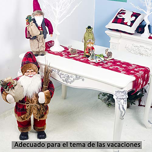 Caminos de Mesa Comedor, AISOO Camino de Mesa de Navidad Corredor de La Tabla Rojo Mantel de Lino con Estampado de Alce Blanco Regalos para Vecinos,Amigos,Familiares Decoración de Mesa Navideña,Fiesta