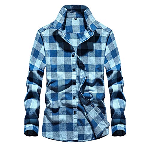 Camisa Camisa de Manga Larga teñida en Hilo a Cuadros de Manga Larga para Hombre Talla Grande para Hombre Camisa Camisa de Manga Larga teñida en Hilo a Cuadros de Manga Larga para Hombre Talla Grande para Hombre