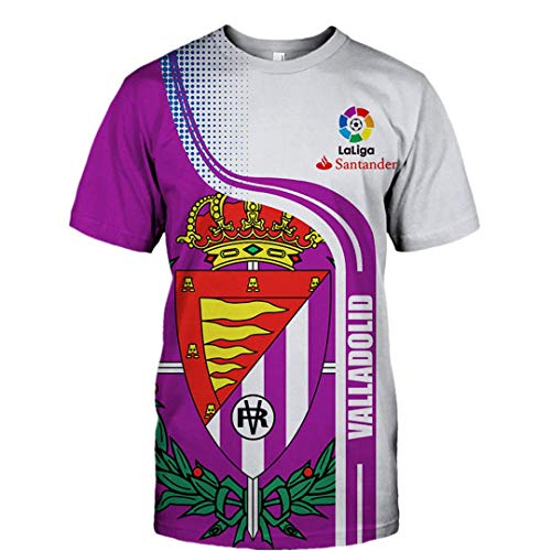 Camisa De Los Hombres Redondos del Verano del Cuello Jersey De Manga Corta 3D Valladolid Impreso En Color-Block Camiseta A Rayas Casual Salvaje Transpirable Deportes Camiseta (1,S)