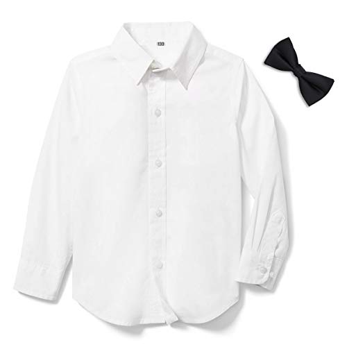 Camisa de niño de Manga Larga con moño Camisa Oxford Blanca para Niño Slim Fit (8-9 años)