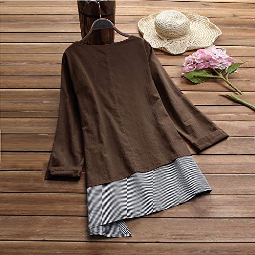 Camisas Mujer Manga Larga Lino Cuadros Cuello En V con Cremallera Blusa Mujer Camisa De Manga Larga Ropa Mujer Primavera Arriba Tops 2019 riou Camisas Mujer Manga Larga Lino Cuadros Cuello En V con Cremallera Blusa Mujer Camisa De Manga Larga Ropa Mujer Primavera Arriba Tops 2019 riou