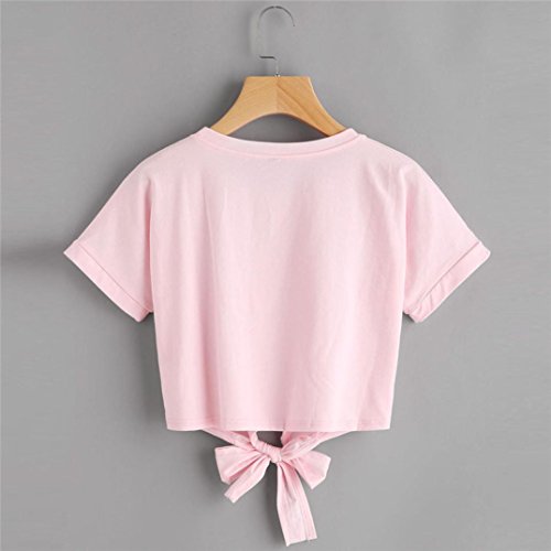 Camisas Mujer, Xinan Blusa de Mujer Sexy Tops Halter Apliques Rose Manga Corta Camisa Casual Chaleco (S, Rosa) Camisas Mujer, Xinan Blusa de Mujer Sexy Tops Halter Apliques Rose Manga Corta Camisa Casual Chaleco (S, Rosa)