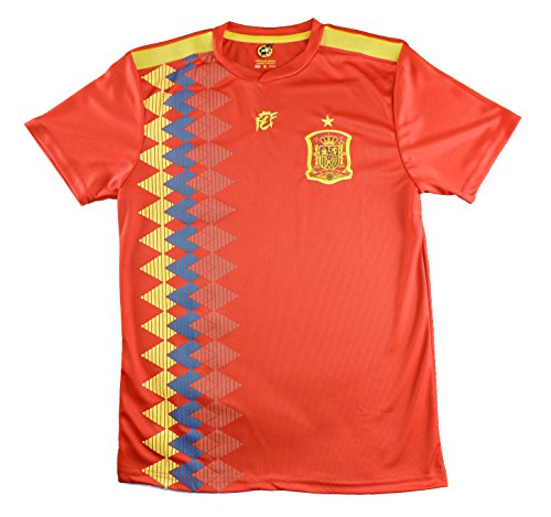 Camiseta Adulto Réplica de España. Producto Oficial Licenciado Mundial Rusia 2018. (Rojo, Talla L)