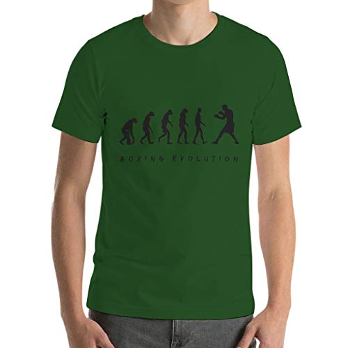 Camiseta de algodón para hombre, diseño de evolución de boxeo, para el tiempo libre Dark Green001. M