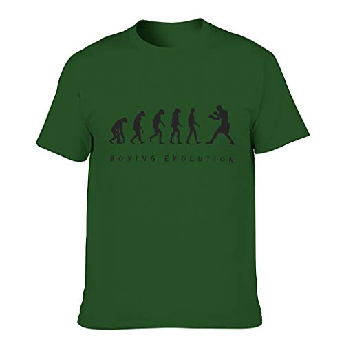 Camiseta de algodón para hombre, diseño de evolución de boxeo, para el tiempo libre Dark Green001. M