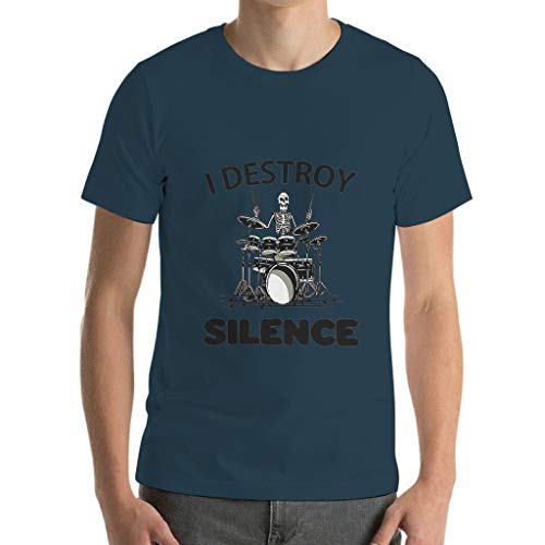 Camiseta de algodón para hombre I Destroy Silence novedad divertida ligera – Parte superior con estampado azul marino M