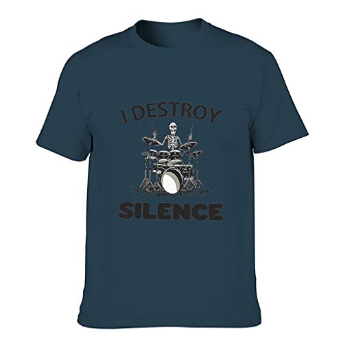 Camiseta de algodón para hombre I Destroy Silence novedad divertida ligera – Parte superior con estampado azul marino M Camiseta de algodón para hombre I Destroy Silence novedad divertida ligera – Parte superior con estampado azul marino M