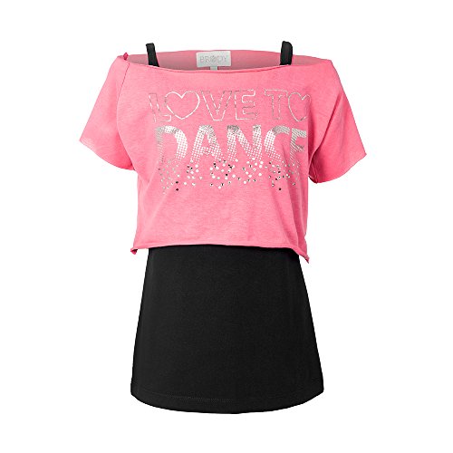 Camiseta de baile «Love to dance», de la marca Brody & Co., de dos capas para mujer Rosa rosa Camiseta de baile «Love to dance», de la marca Brody & Co., de dos capas para mujer Rosa rosa