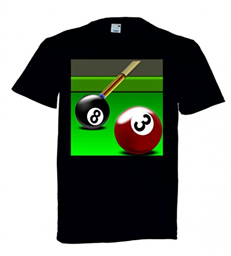 Camiseta de Billar de Manga Corta, diseño con Texto en alemán Billard y Rack para Practicar Deporte, Juego de Tres Aguas, Bola Negra, Verde, para Hombre, Mujer, niños, 104 – 5 XL Negro Mujer Gr.: S