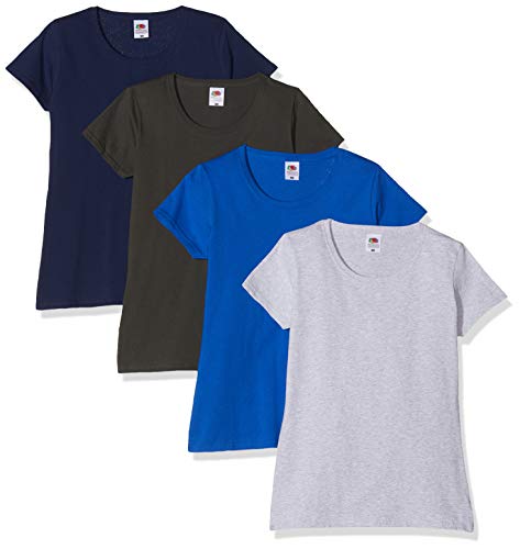 Camiseta de Fruit of the Loom para mujer, ajustada, de distintos colores, de algodón, manga corta Azul azul cobalto Medium