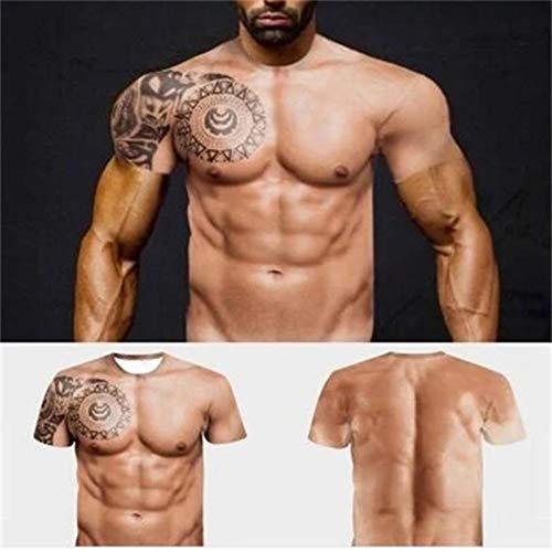 Camiseta de manga corta para hombre Selotrot con impresión de tatuaje muscular, camiseta de impresión de tatuaje muscular, camiseta de manga corta 3D de impresión digital