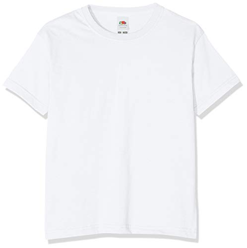 Camiseta de manga corta para niños, de la marca Fruit of the Loom, Unisex Blanco blanco 5 años