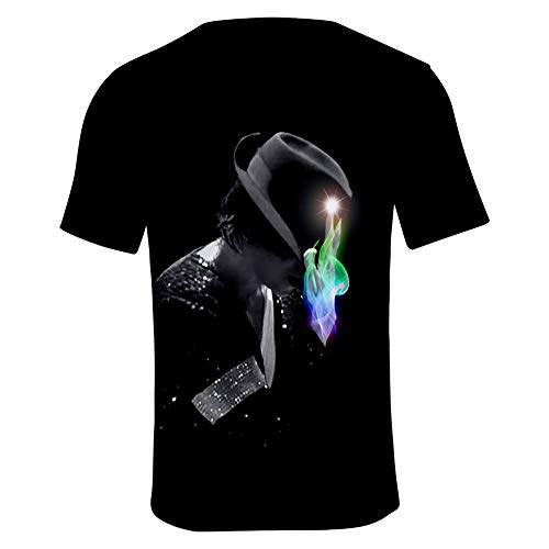 Camiseta de Michael Jackson Camiseta Holgada de Hombre Camiseta de Baile Camiseta de Manga Corta Camiseta Impresa en 3D (M, Negro)
