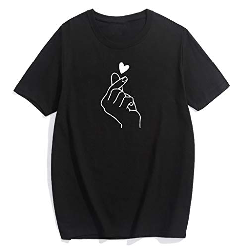 Camiseta de Mujer Manga Corta Corazón Impresión Blusa Camisa Cuello Redondo Promociones Verano Blusa Mujer Top