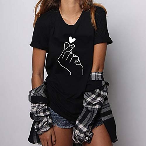 Camiseta de Mujer Manga Corta Corazón Impresión Blusa Camisa Cuello Redondo Promociones Verano Blusa Mujer Top Camiseta de Mujer Manga Corta Corazón Impresión Blusa Camisa Cuello Redondo Promociones Verano Blusa Mujer Top