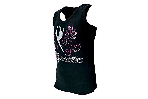 Camiseta de Tirantes de Bernit para Gimnasia (Negra), Gimnasia rítmica Deportiva, Ocio, Deportes, Entrenamiento, para niña, Todo el año, Unisex niños, Color Negro, tamaño 158-164 cm