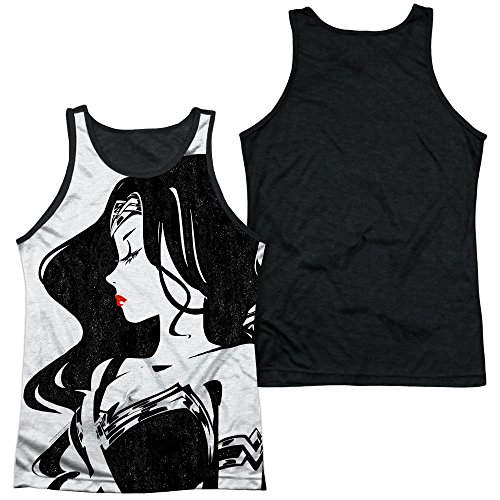 Camiseta de Tirantes de la Liga de la Justicia de la Película WW Profile Unisex Adulto Sublimado Negro para Hombres y Mujeres - Blanco - X-Large