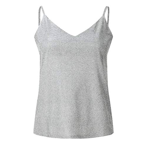 Camiseta de Tirantes para Mujer, Chaleco Lentejuelas Color sólido Cuello en v Mujeres Sexy Honda sin Tirantes sin Tirantes de Verano Blusa Fiesta Crop Tops Camiseta de Tirantes para Mujer, Chaleco Lentejuelas Color sólido Cuello en v Mujeres Sexy Honda sin Tirantes sin Tirantes de Verano Blusa Fiesta Crop Tops