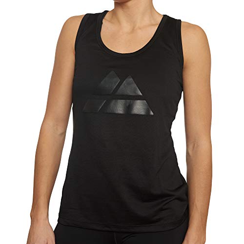 Camiseta Deportiva sin Mangas para Mujer, Pack de 1, Camiseta Suelta Racerback con Espalda Descubierta para el Gimnasio, Hacer Ejercicios, Correr, Yoga (Negro/Logo Negro Oversize, Medium)