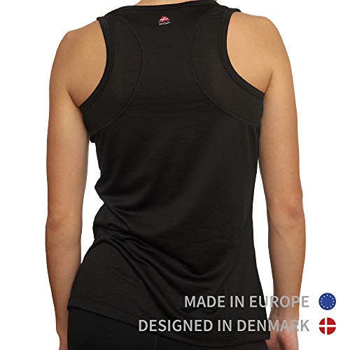 Camiseta Deportiva sin Mangas para Mujer, Pack de 1, Camiseta Suelta Racerback con Espalda Descubierta para el Gimnasio, Hacer Ejercicios, Correr, Yoga (Negro/Logo Negro Oversize, Small)