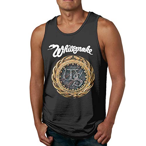Camiseta Deportiva sin Mangas sin Mangas para Hombre Whitesnake Camisetas Gym(XXL,Negro)