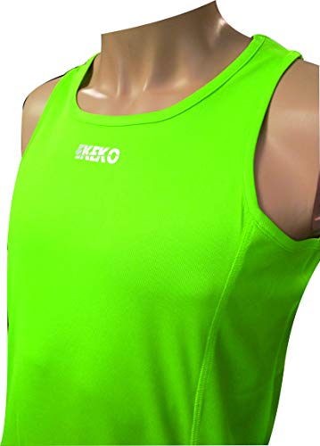 Camiseta EKEKO XRACE DE Tirantes para Hombre, Running, Atletismo, y Deportes en General. (XXL, Verde)