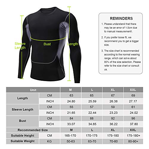 Camiseta Hombre Deportiva Compresión,Manga Larga Fitness De Aptitud Jogging Entrenamiento Baloncesto Tops T-Shirts para Hombre Secado Rápido Transpirable Movimiento Camisetas Basicas