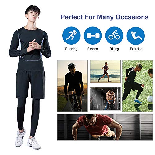 Camiseta Hombre Deportiva Compresión,Manga Larga Fitness De Aptitud Jogging Entrenamiento Baloncesto Tops T-Shirts para Hombre Secado Rápido Transpirable Movimiento Camisetas Basicas