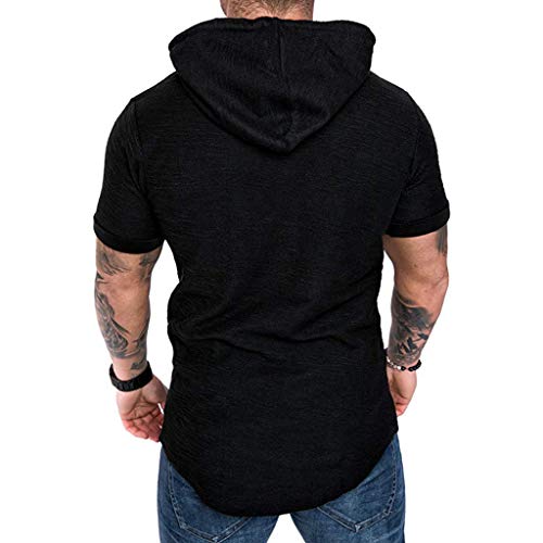 Camiseta Hombre Verano Manga Corta Color sólido Sudadera con Capucha Moda Diario Slim Fit Casual Camiseta T-Shirt Polos Blusas Camisas Suave básica Camiseta Tops vpass