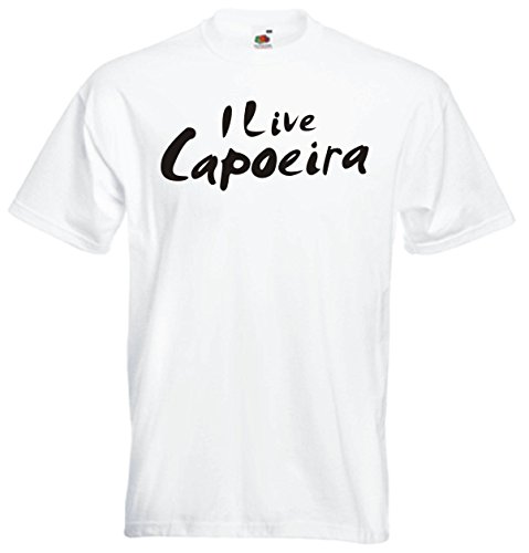 Camiseta hombres blancos - I Live Capoeira - XXL Camiseta hombres blancos - I Live Capoeira - XXL