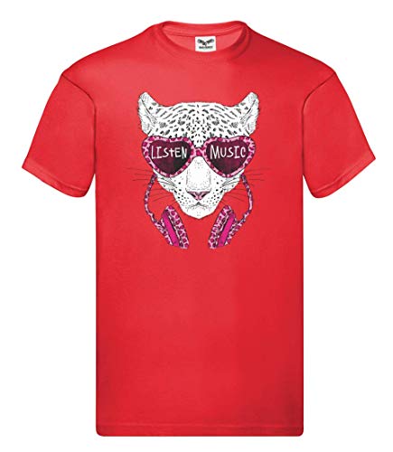 Camiseta – Listen Music Tiger Auriculares – Camiseta para hombre y hombre rojo L Camiseta – Listen Music Tiger Auriculares – Camiseta para hombre y hombre rojo L