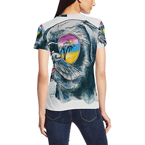 Camiseta para Las Mujeres niñas Moda Bulldog en Gafas de Sol de Manga Corta Personalizada Camiseta para Las Mujeres niñas Moda Bulldog en Gafas de Sol de Manga Corta Personalizada
