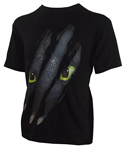 Camiseta para niño con diseño de DreamWorks Cómo Entrenar a tu dragón, Cabeza y Garras de Desdentado, Negro - 140/146