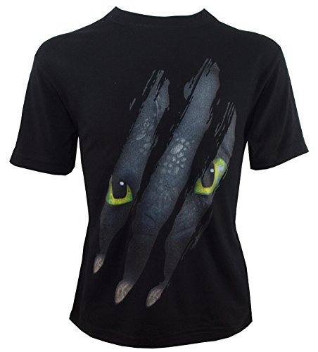 Camiseta para niño con diseño de DreamWorks Cómo Entrenar a tu dragón, Cabeza y Garras de Desdentado, Negro - 140/146