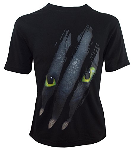 Camiseta para niño con diseño de DreamWorks Cómo Entrenar a tu dragón, Cabeza y Garras de Desdentado, Negro - 140/146 Camiseta para niño con diseño de DreamWorks Cómo Entrenar a tu dragón, Cabeza y Garras de Desdentado, Negro - 140/146