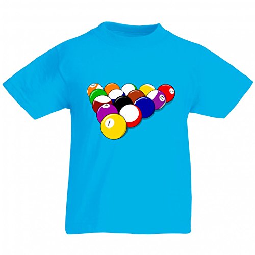Camiseta – Pelotas de piscina – Billar – Juegos – Deportes – Diversión – Competencia – Color – Mesa – Teclas – Recuperación – Camiseta para hombre – Mujer y Niños azul Mujer Gr.: X-Small
