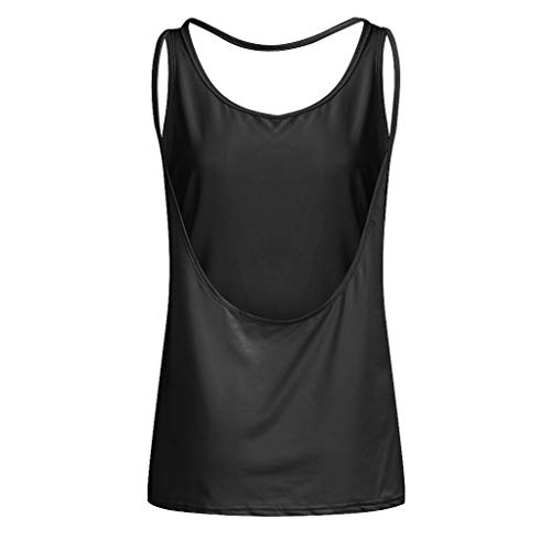 Camiseta Sin Mangas Mujer SHOBDW 2020 Nuevo Playa de Verano Deporte Camisetas Mujer Tirantes Baratas Yoga Sexy Activewear Fitness Sin Respaldo Racerback Tank Tops Camisas(Negro,XL)