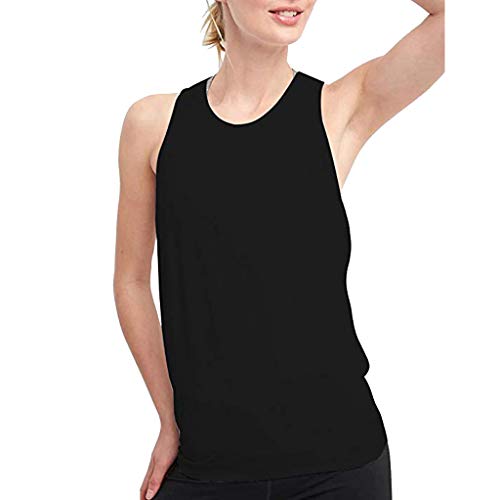 Camiseta Sin Mangas Mujer SHOBDW 2020 Nuevo Verano Deporte Camisetas Mujer Tirantes Baratas Sexy Espalda Abierta Deporte Sólido Yoga Camisas Corbata Entrenamiento Racerback Tops Blusa(Negro,XXL)